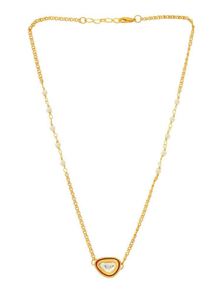 Gold Plated Kundan Necklace - Ruby Raang