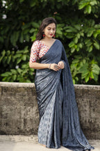 Grey Silk Blend Ethnic Motifs Saree with Unstitched Blouse - Hiral Fashion