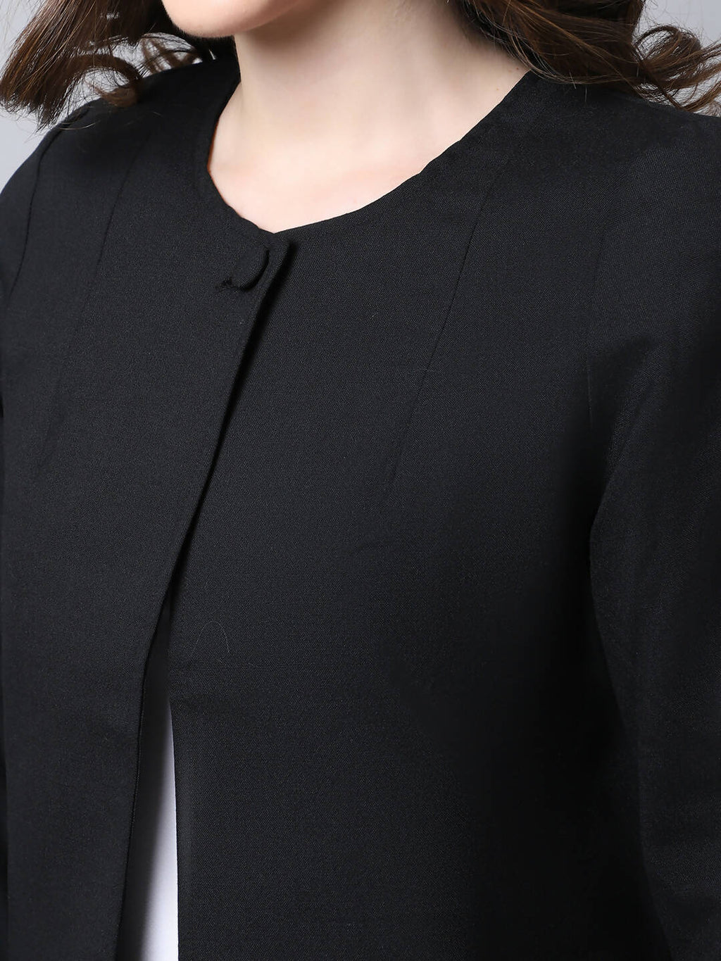 Even Apparels Black Linen Cotton Open Front Statement Women's Jacket - Distacart