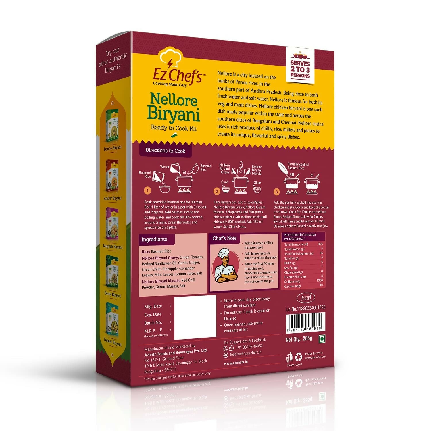 Ez Chef's Nellore Biryani Kit (Andhra Biryani) - Andhra's Famous Biryani - Distacart
