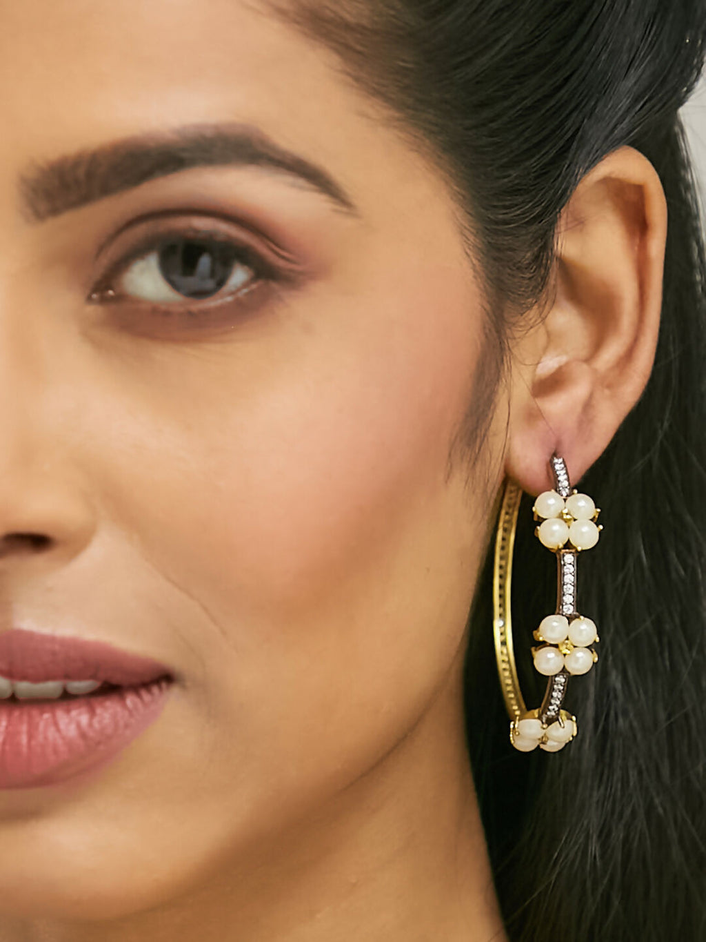 Nuyug 22K Gold-Plated Elegant Pearl Beaded Circular Hoop Earrings - Distacart
