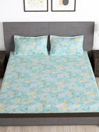 Story@home Blue & Yellow Printed Microfiber 180 TC Bedsheet With Pillow Cover - Distacart
