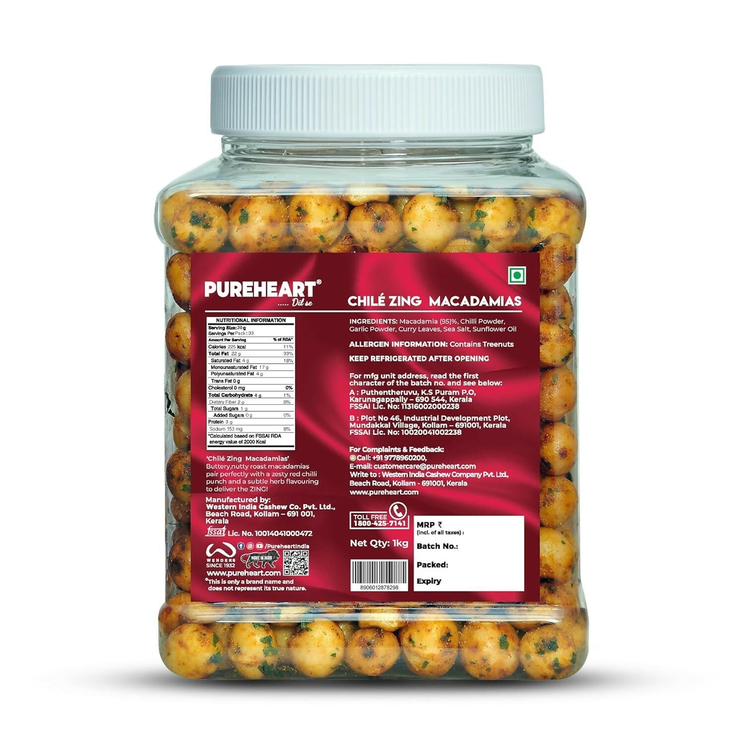 Pureheart Nutreat Chile Zing Macadamias - Distacart