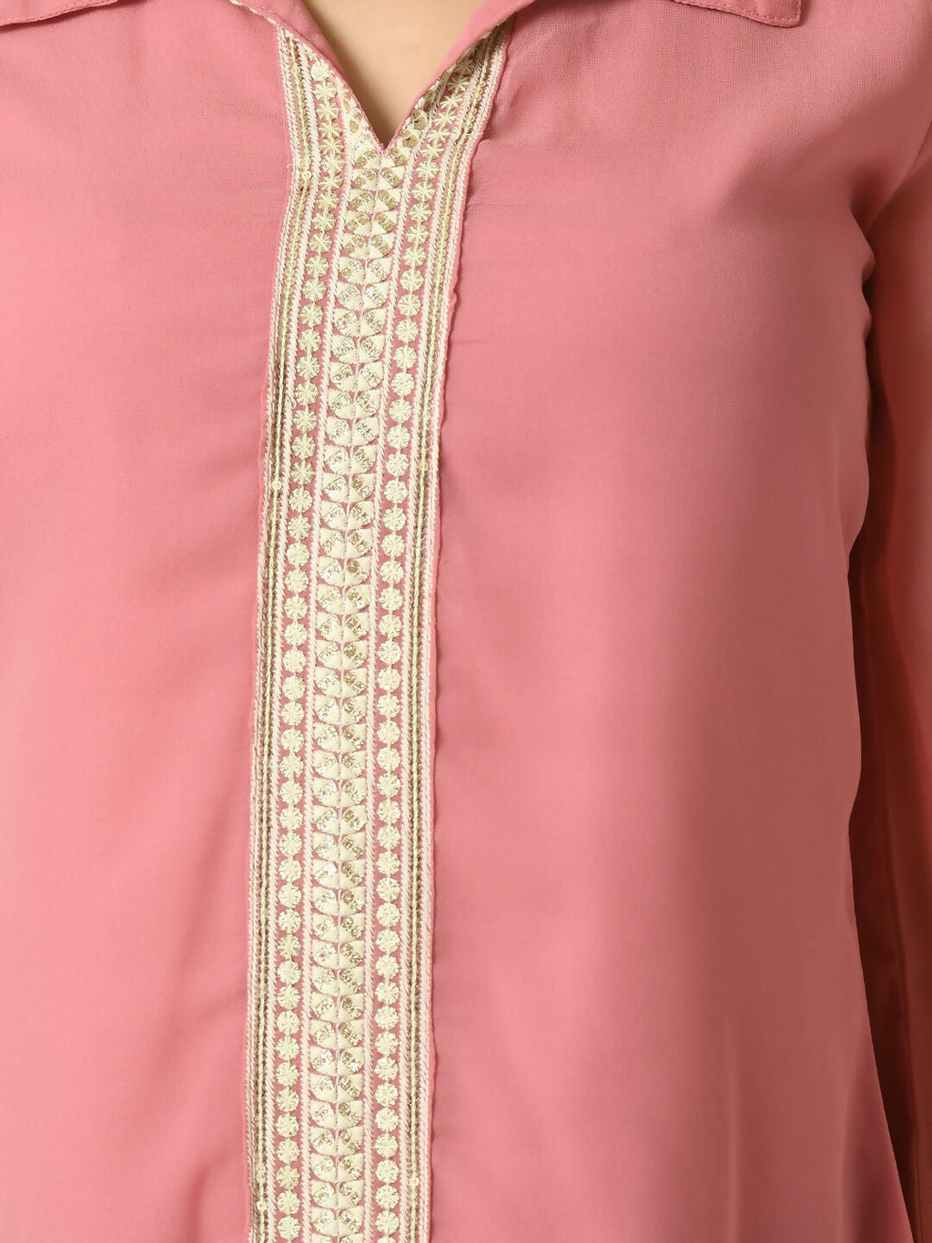 Myshka Women's Pink Embroidered Party Fusion Top