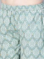 Yufta Women Blue & Off-White Printed Kurta with Palazzo