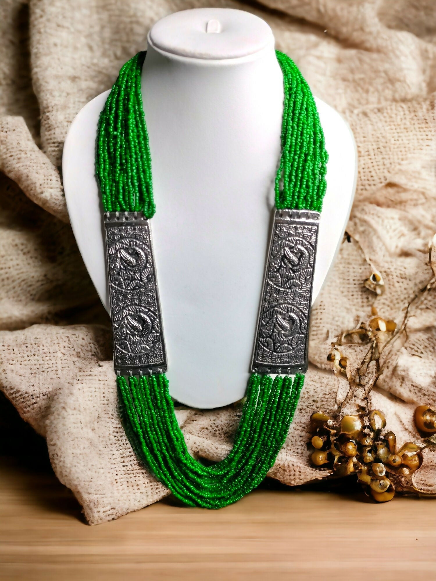 Inhanns Saree Shobha Statement Necklace - Green Onesize Necklace