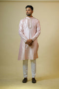 Light Coral Embroidered Collar Designer Kurta by Hilo Design