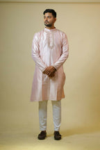 Light Coral Embroidered Collar Designer Kurta by Hilo Design