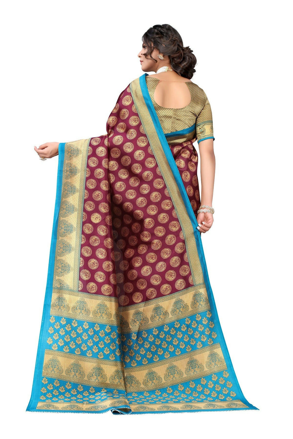 Vamika purple Printed Art Silk Saree