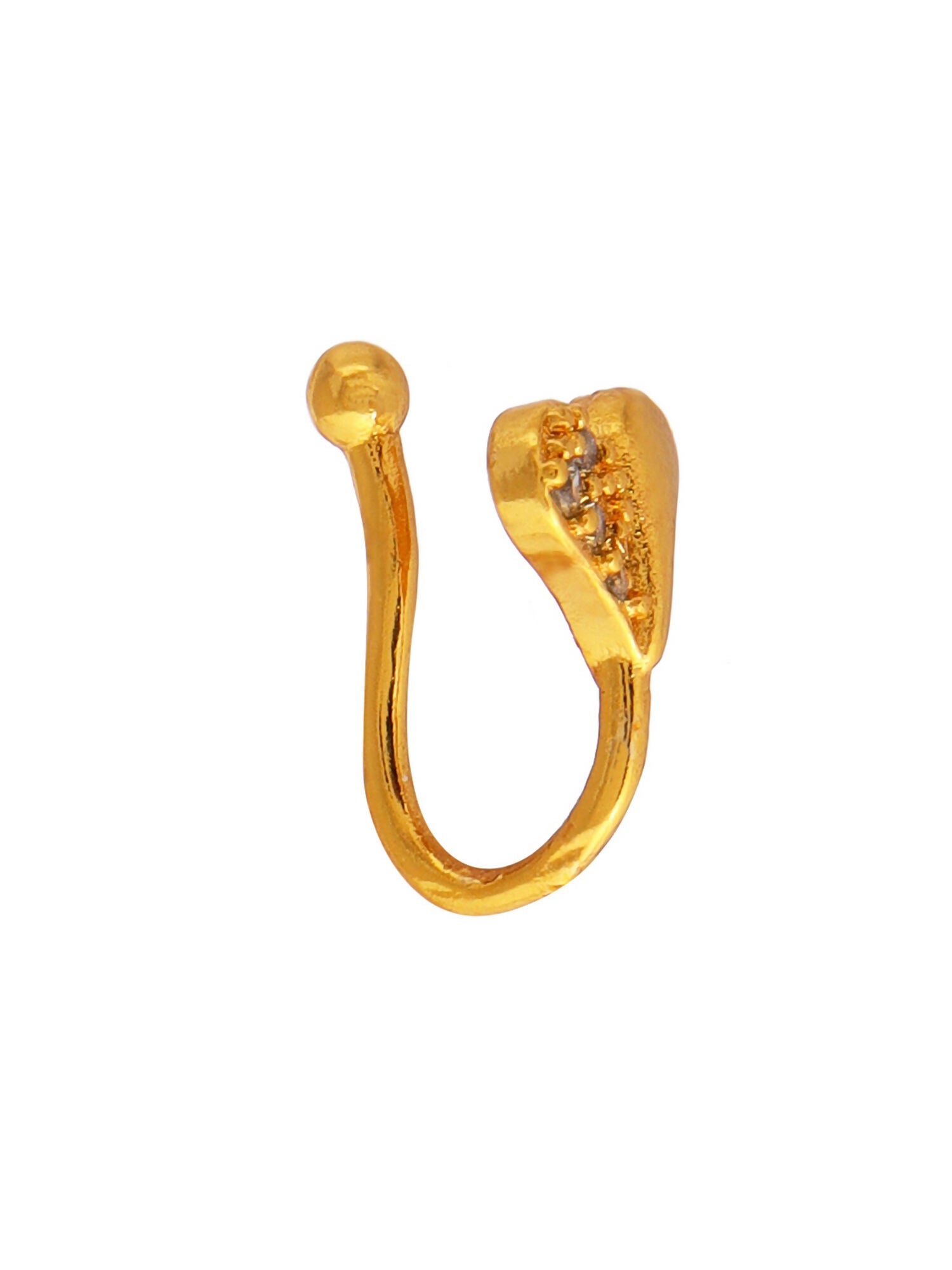 Ruby Raang Gold Heart Nose Pin