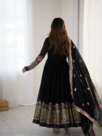 Teeya Creation Black Color Heavy Georgette Wedding Wear Embroidery Work Long Gown - Distacart
