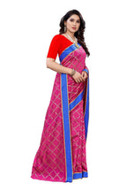 Vamika Pink Linen Foil Print Saree (YOGI PINK) - Distacart