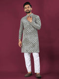 Anaita Grey Chikankari Work Viscose Rayon Straight Kurta