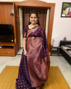 DEIANA'S Beautiful Designer Golden zari Soft Lichi Silk Saree - Wine