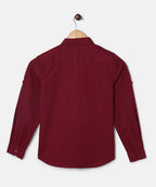 Manet Boys Full Sleeves Solid Shirt - Maroon