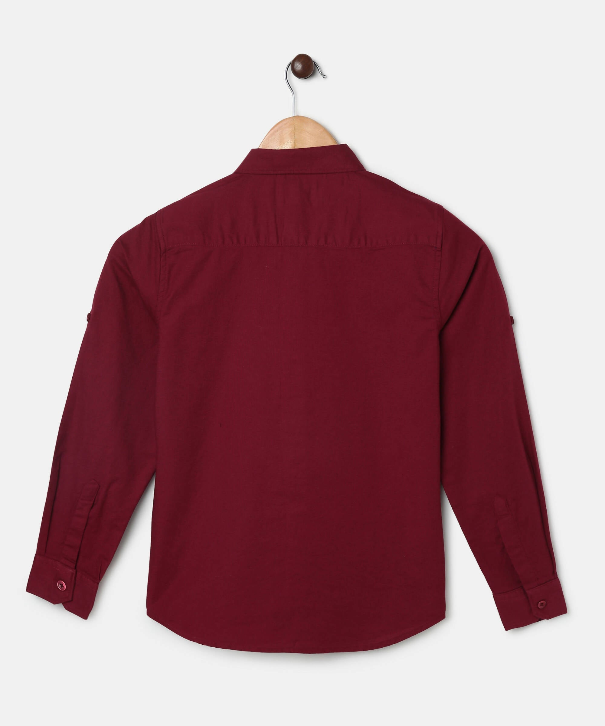 Manet Boys Full Sleeves Solid Shirt - Maroon