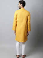Even Apparels Yellow Color Pure Cotton Men's Kurta With Side Placket (SLD1130) - Distacart