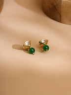 Ruby Raang Green Aventurine Kundan Studs - Distacart