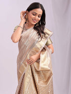 Shree Shyam Fashion Organza Peach Saree - Distacart