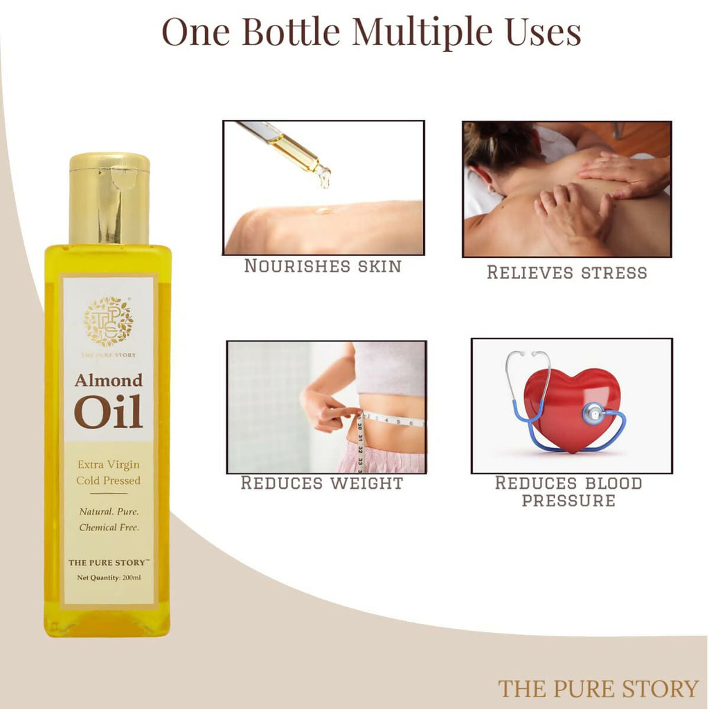 The Pure Story Sweet Almond Oil Pure Cold Pressed For Hair, Skin, Face Care & Massage - Distacart