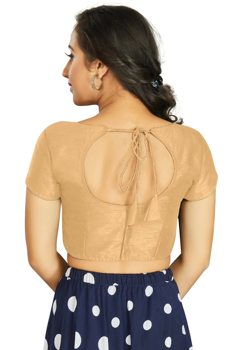 Aastha Fashion Women's Beige Art Silk Designer Festive Wear Readymade Blouse