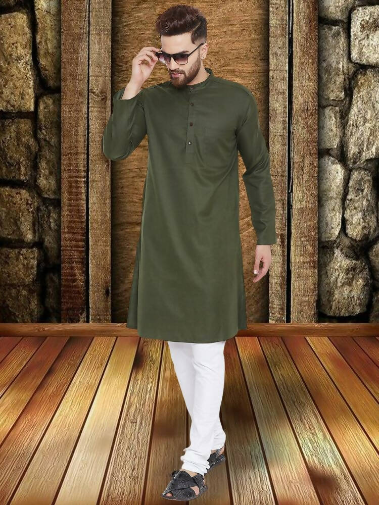 Even Apparels Pure Cotton Green Kurta - Green