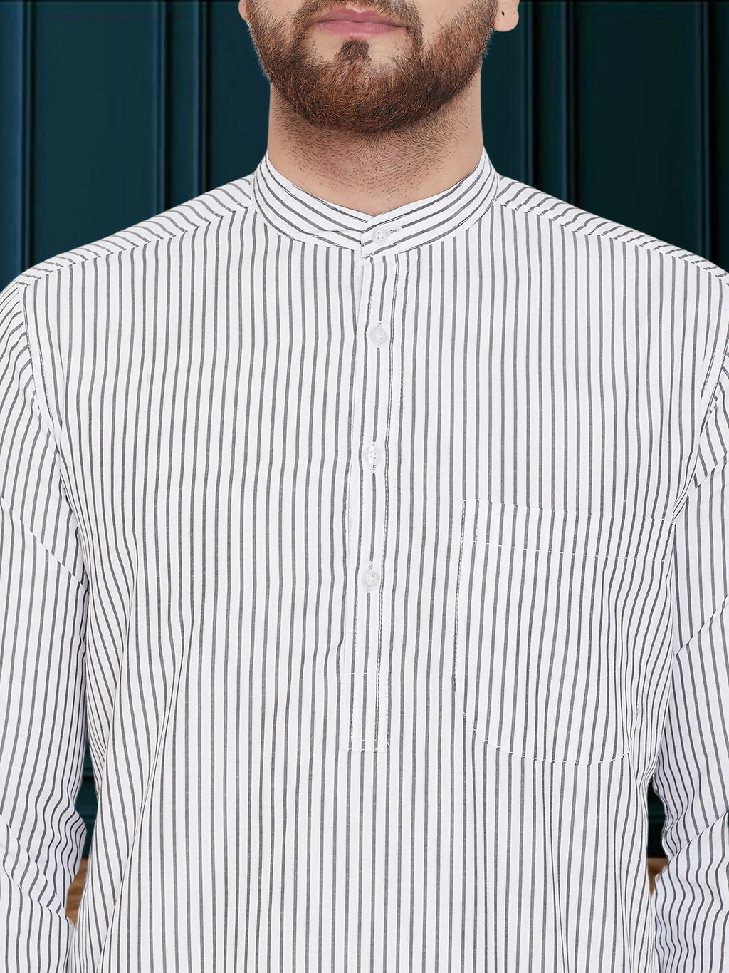 Even Apparels Men's Black and White Striped Kurta