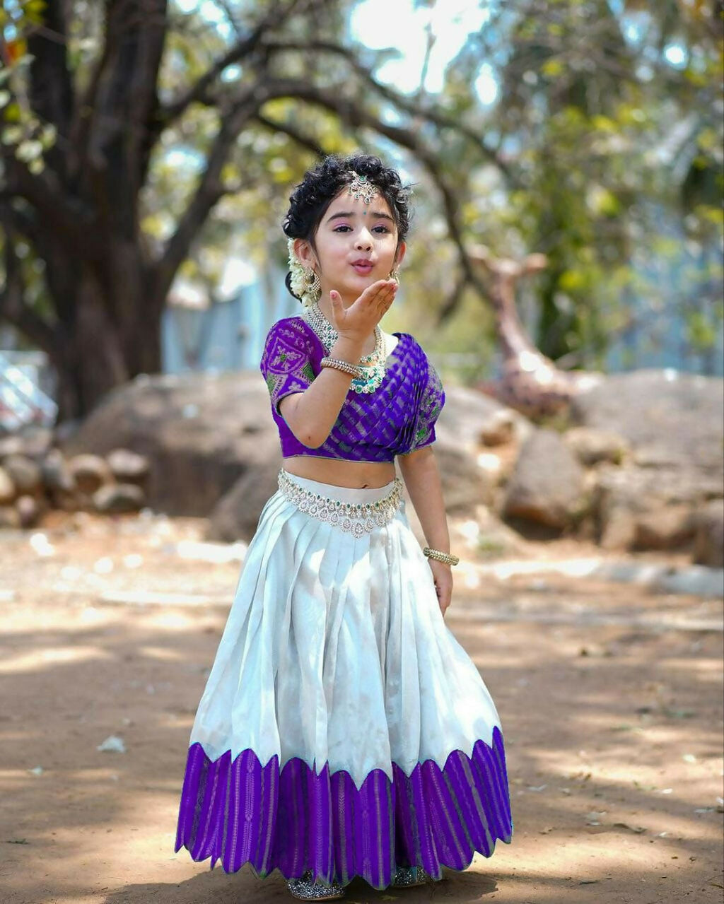 Jyoti Fashion Classy Blue Heavy Chenille Sequins Embroidered Kids Lehenga Choli Set