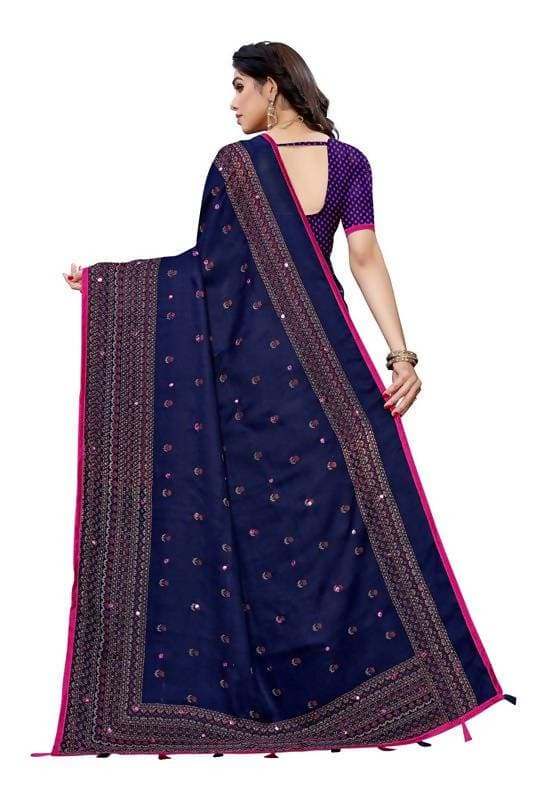 Vamika Blue Jute Silk Embelished Saree (HOLIKA BLUE)