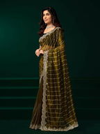 Joban Fashion Mehendi Green Net Party Wear Sarees - Distacart