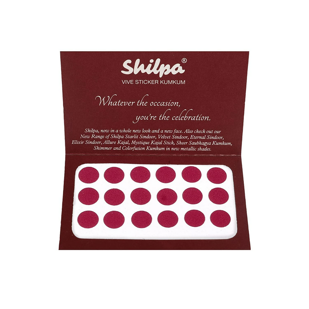 Shilpa Vive Sticker Kumkum 3, Deep Red (Box Contains 15 pcs)