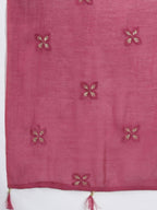 Yufta Women Pink Bandhani Yoke Design Pure Cotton Kurta with Palazzo and Dupatta