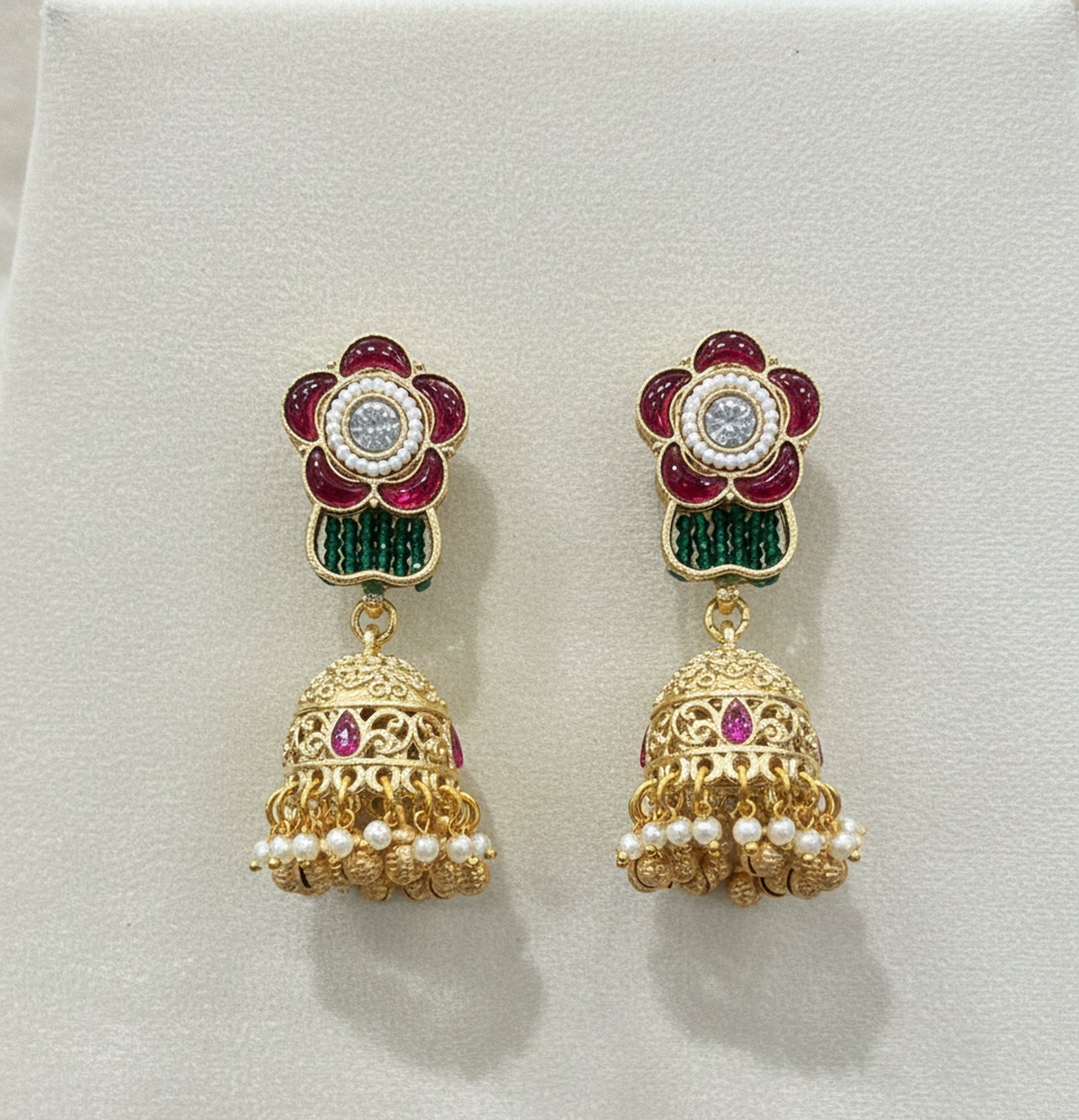 Jewel City Handcrafted Ethnic Green Meenakari Necklace Set