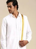 Ramraj Cotton Mens Wedding White Regular Dhoti, Shirt & Towel Set Subhakalyan 1"
