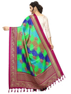 Vamika Wine Red Printed Khadi Bhagalpuri Dupatta