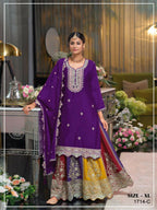 Anaita Violet Heavy Chinon Stitched Suit with Embroidery & Sequence Work - Distacart