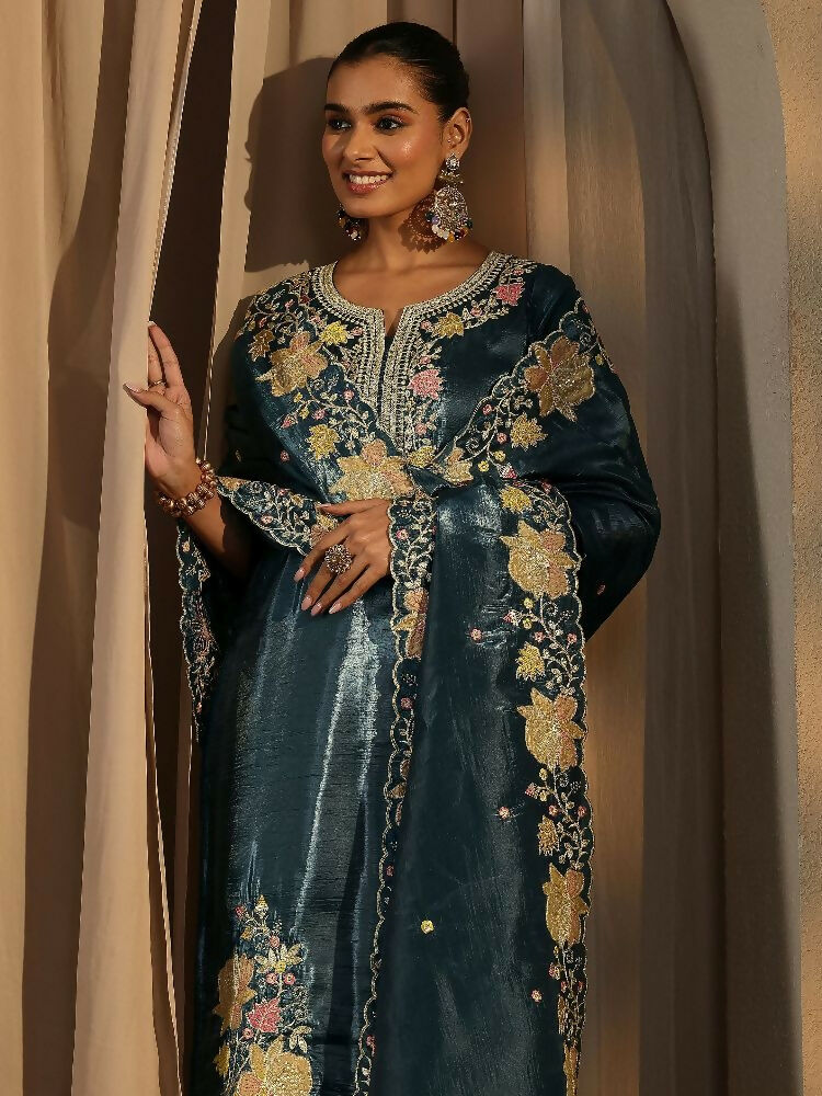 Teeya Creation Teal Color Barsana Silk Pakistani Style Salwar Suit