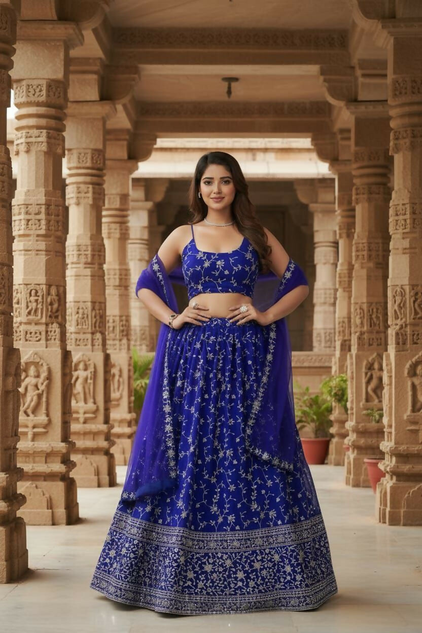 Lehenga Mart Designer Indian Wedding Lehenga Choli-Blue - Distacart