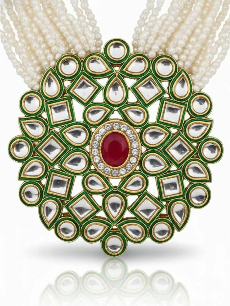 NVR Women Gold Plated White Kundan Jewellery Set - Distacart