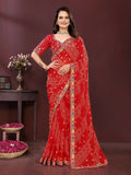 Ai Fashion Red Georgette Digital Print Party Wear Saree - Distacart
