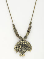 NVR Women's Gold-Polished Peacock Design Pendant with Chain