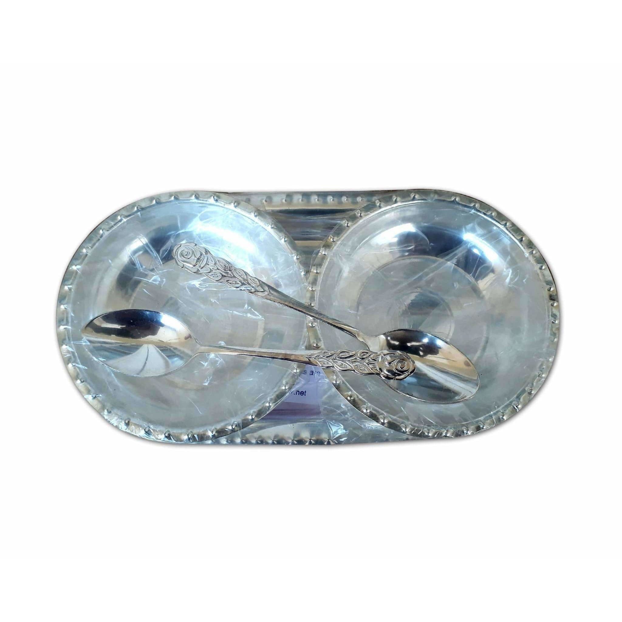 Silver Tray with Cups and Spoons - Distacart