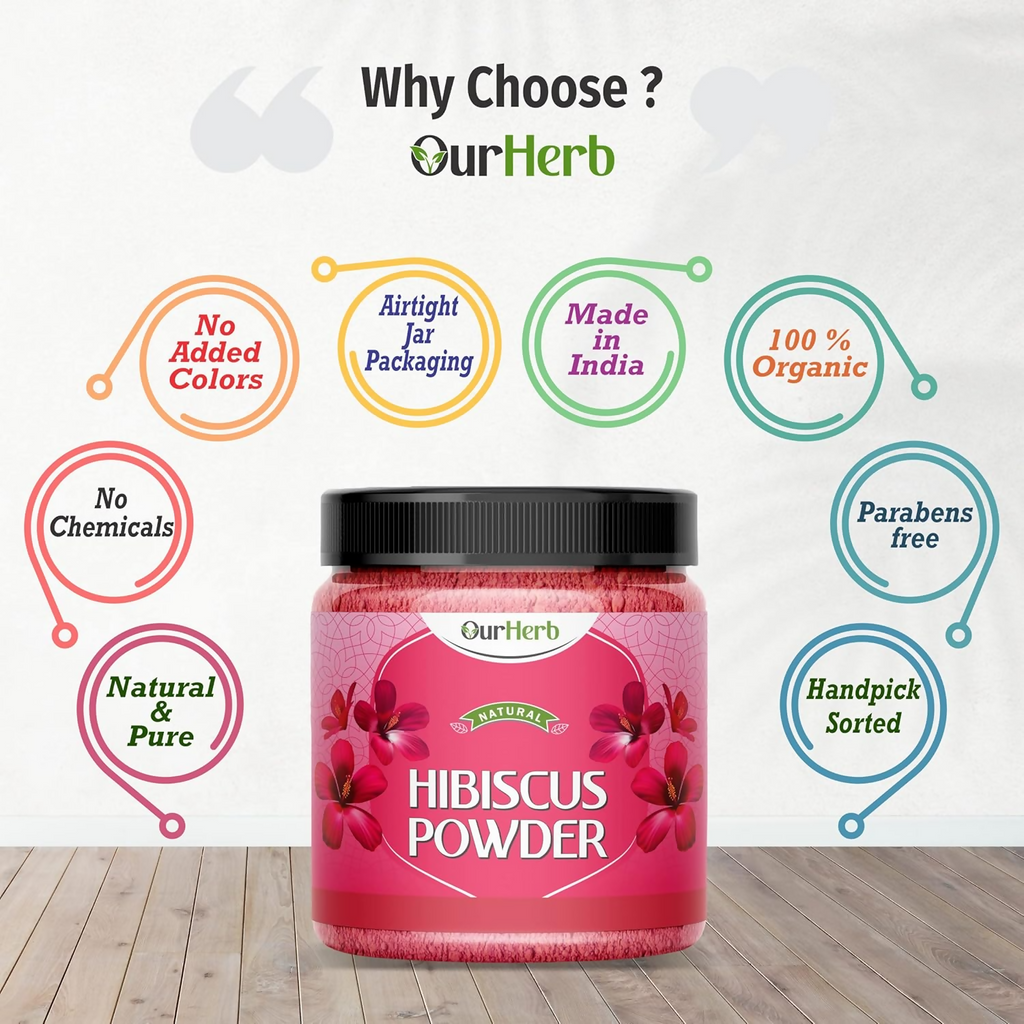 OurHerb Hibiscus Flower Powder For Face Pack And Hair Mask For All Types Of Hair