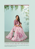 Mauve Crepe Silk Printed Saree With Unstitched Blouse Piece - Norita Ikshita