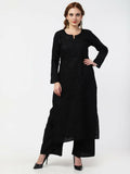 Cheera Women Stylish Hand Chikenkari Cotton Kurta With Palazzo - Black