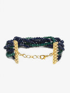 Women's Gold-Toned, Navy Blue Green Onyx Gold-Plated Multistrand Bracelet - Ruby Raang - Distacart