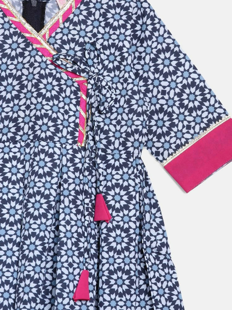 Ahalyaa Multi Crepe Printed Kids Kurta Sharara Set With Dupatta For Girls