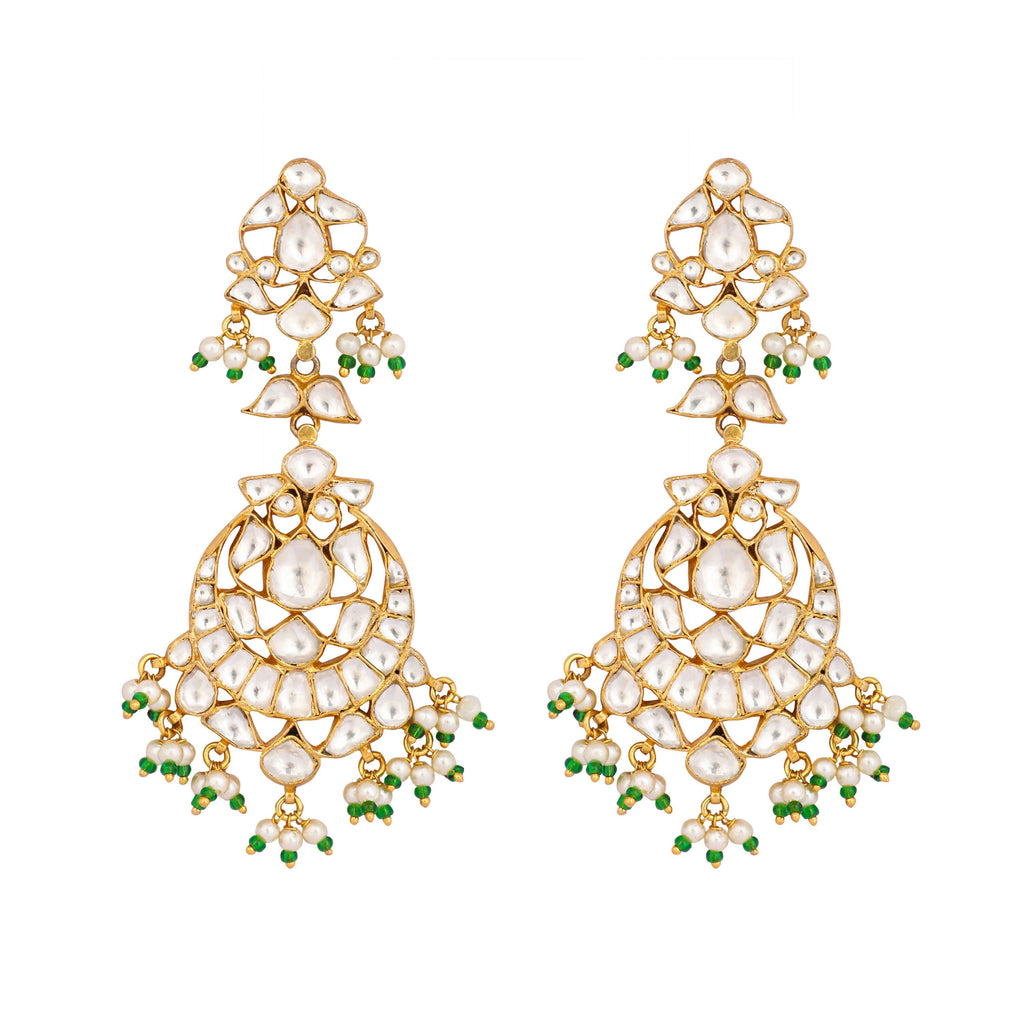 Nuyug 22K Gold Plated Chandbali Stone Drop Kundan Earrings - Distacart