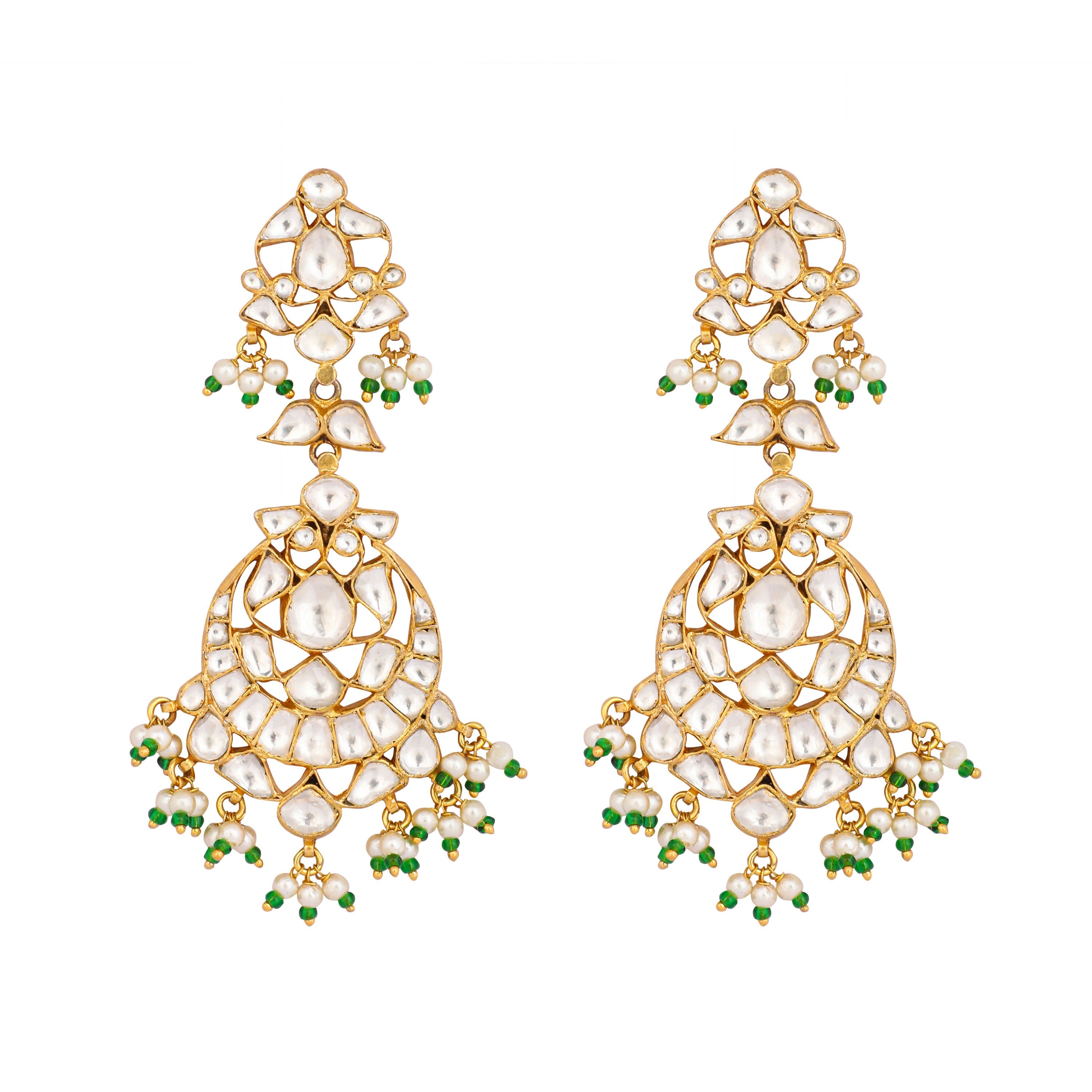 Nuyug 22K Gold Plated Chandbali Stone Drop Kundan Earrings - Distacart