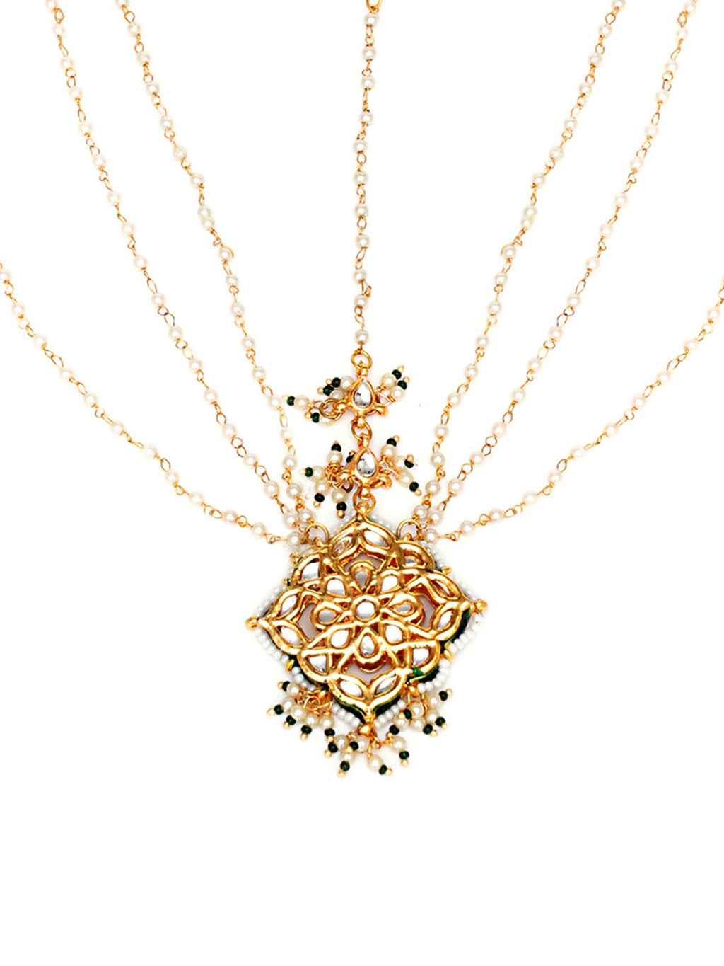 Layered Pearl Matha Patti (Gold) - Ruby Raang - Distacart